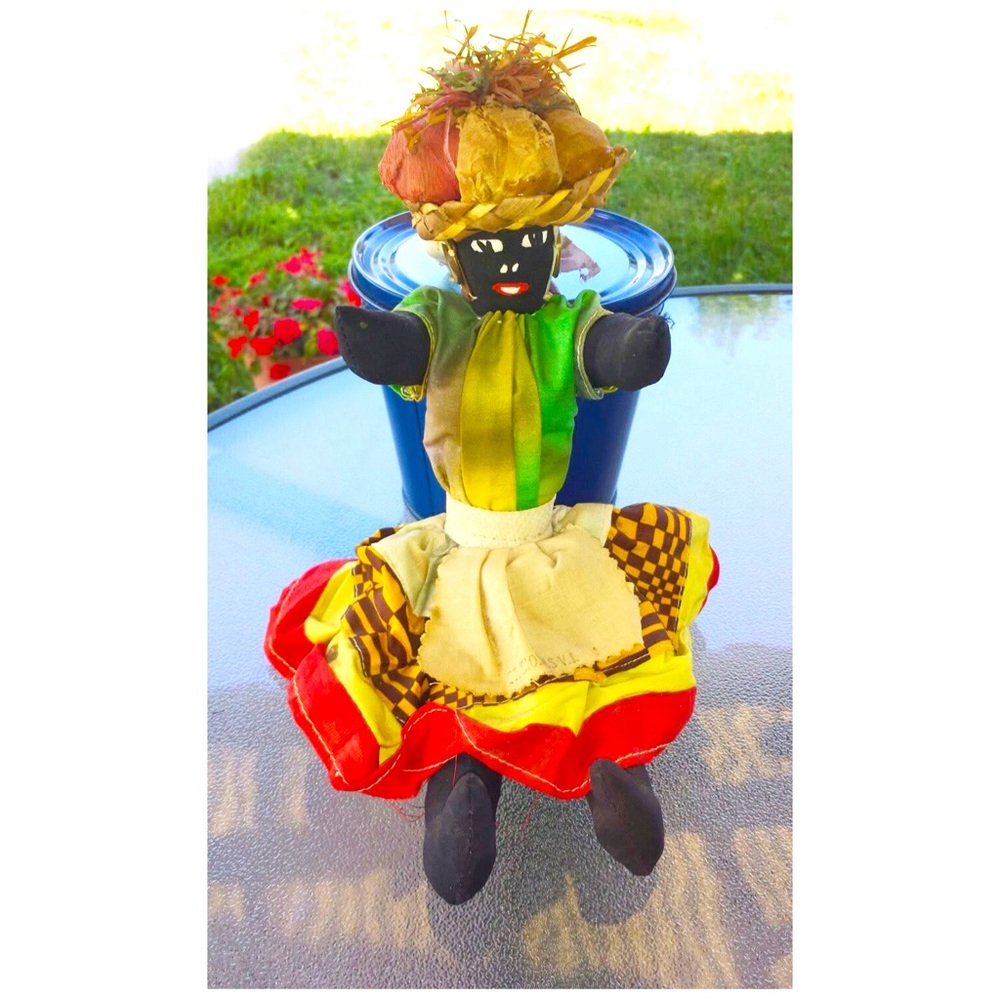 Vintage Caribbean Primitive Folk Art Handmade Cloth Rag Doll St Thomas V.I.